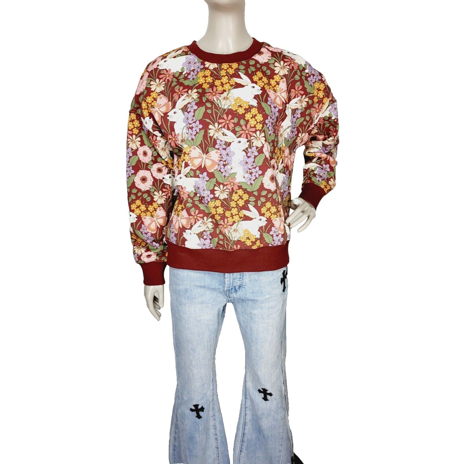 Princess Highway Garden Rabbit Crewneck Chocolate Pullover Sweater Size 8 — image 2 of 8